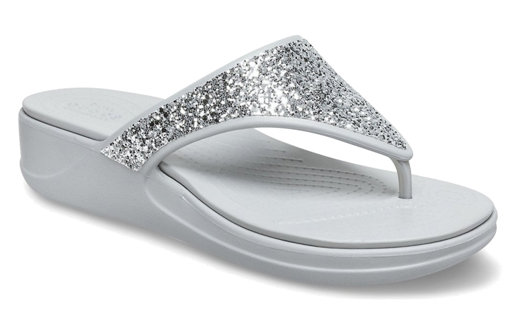 Lookbook (Women) Crocs Monterey Slipper 'Silver Sequin Platform' 207273-040