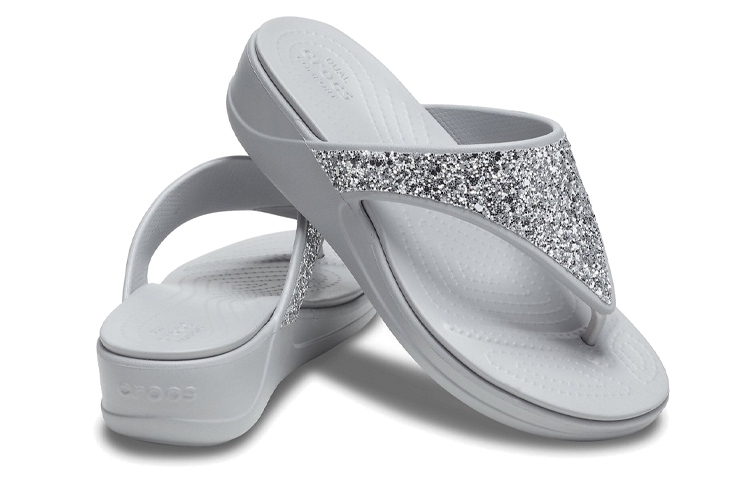 Shop (Women) Crocs Monterey Slipper 'Silver Sequin Platform' 207273-040