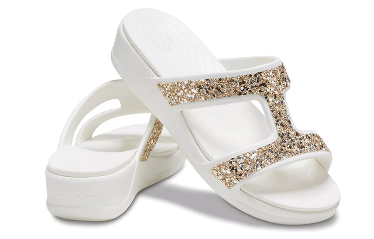 Shop (Women) Crocs Monterey Wedge 'Shimmer White' 207288-90H