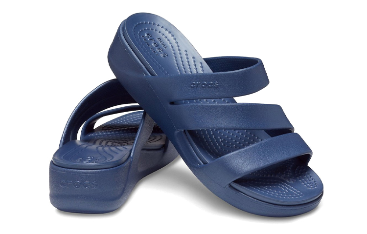 Shop (Women) Crocs Monterey Wedge Flip 'Navy' 206304-410