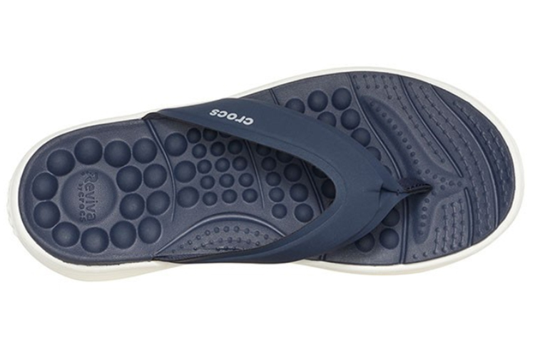 Shop (Women) Crocs Reviva Flip-Flops Deep Blue 205473-462