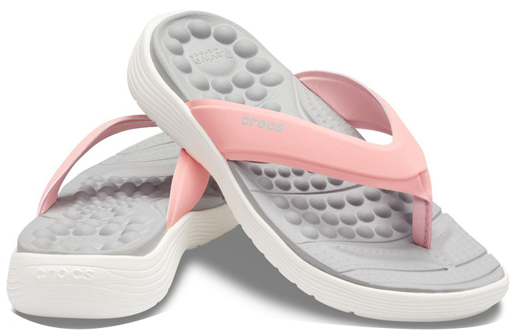Shop (Women) Crocs Reviva Slide 'Grey Pink' 205473-6KP