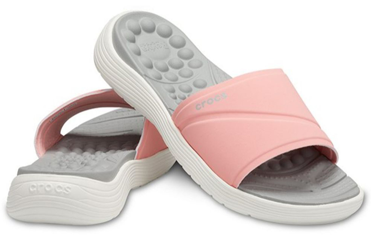 Shop (Women) Crocs Reviva Slide 'Grey Pink' 205474-6KP