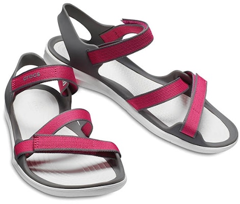 (Women) Crocs Sandal 'Grey Red Magic Tape' 204804-6OH Shop (Women) Crocs Sandal 'Grey Red Magic Tape' 204804-6OH