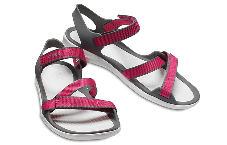 Shop (Women) Crocs Sandal 'Grey Red Magic Tape' 204804-6OH