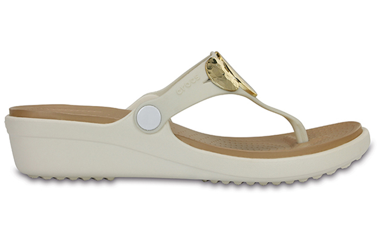 Order (W) Crocs Sanrah Sandali Zeppa Gioiello ''Bianco Oro Marrone'' 204009-13S