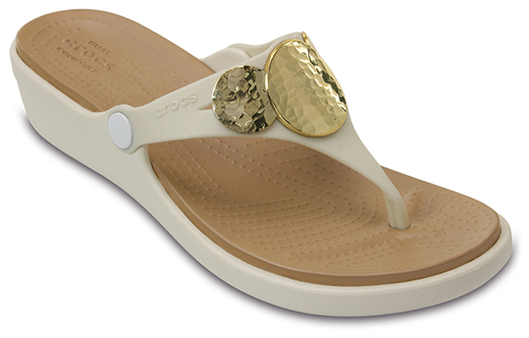 Lookbook (W) Crocs Sanrah Sandali Zeppa Gioiello ''Bianco Oro Marrone'' 204009-13S