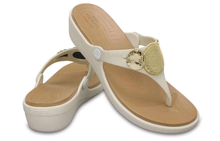 Shop (W) Crocs Sanrah Sandali Zeppa Gioiello ''Bianco Oro Marrone'' 204009-13S
