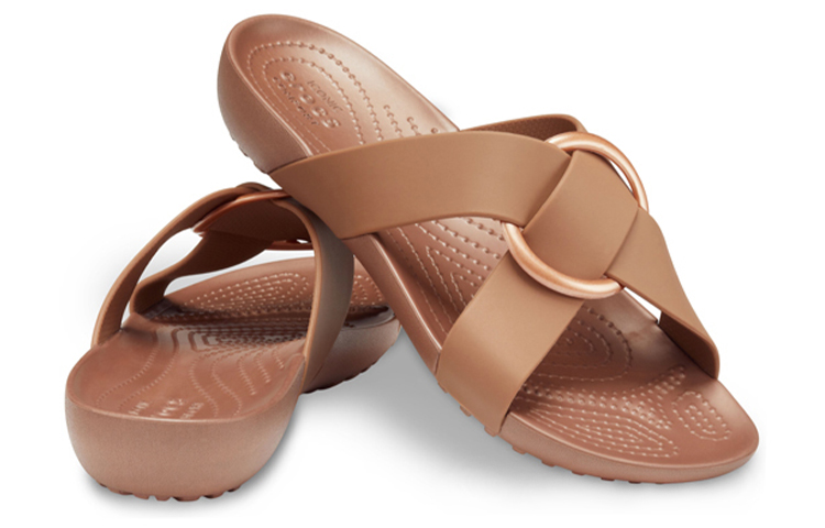 Shop (W) Crocs Serena '花卉简约拖鞋 - 棕黄色' 206099-854