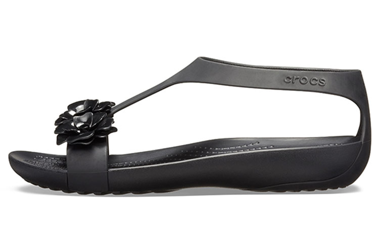 (Women) Crocs Serena Sandal 'Geometric Metallic Floral Cut-Out Black' 205601-060