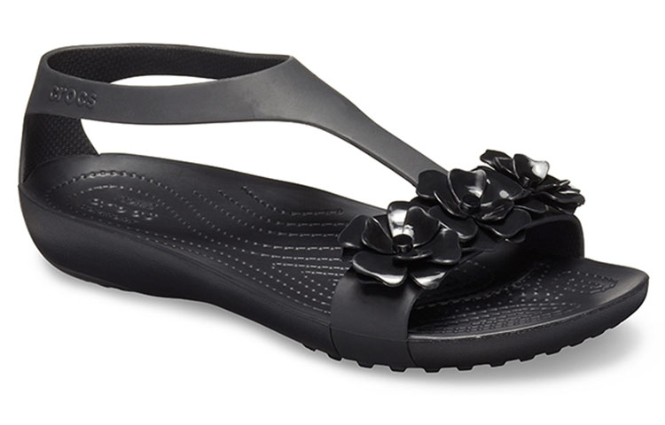 Lookbook (Women) Crocs Serena Sandal 'Geometric Metallic Floral Cut-Out Black' 205601-060