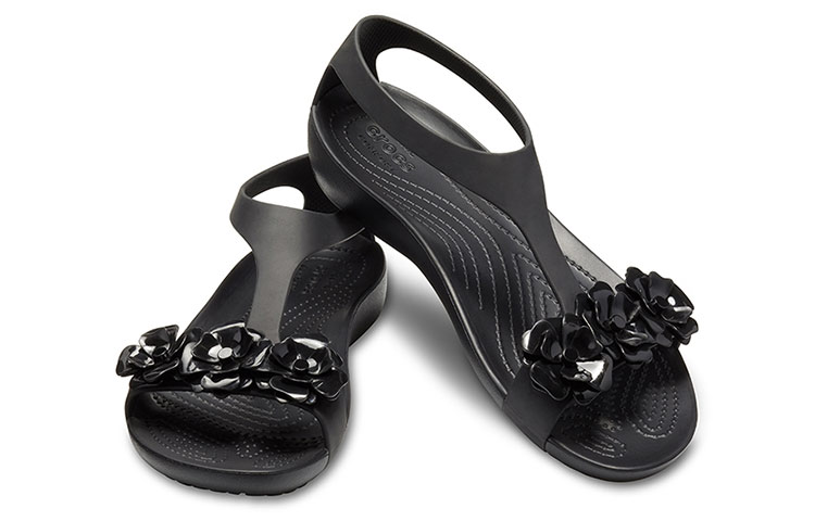 Shop (Women) Crocs Serena Sandal 'Geometric Metallic Floral Cut-Out Black' 205601-060
