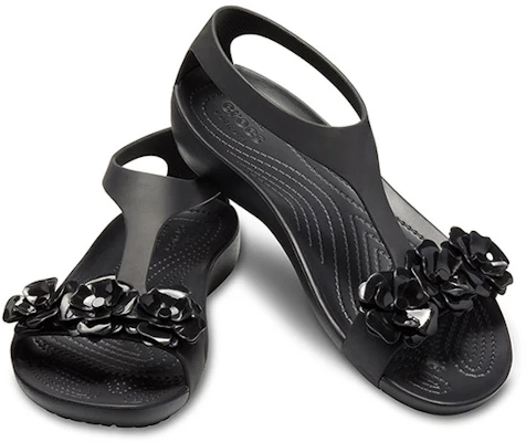 (Women) Crocs Serena Sandal 'Geometric Metallic Floral Cut-Out Black' 205601-060 Shop (Women) Crocs Serena Sandal 'Geometric Metallic Floral Cut-Out Black' 205601-060