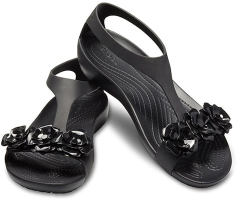 (Women) Crocs Serena Sandal 'Geometric Metallic Floral Cut-Out Black' 205601-060 Shop (Women) Crocs Serena Sandal 'Geometric Metallic Floral Cut-Out Black' 205601-060