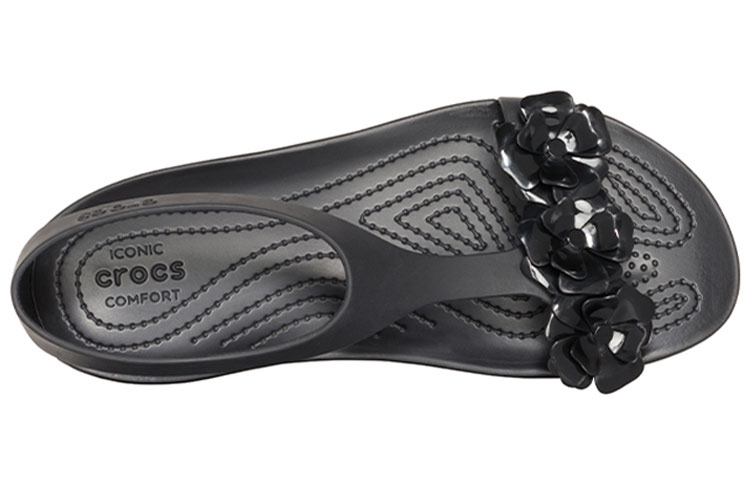Purchase (Women) Crocs Serena Sandal 'Geometric Metallic Floral Cut-Out Black' 205601-060