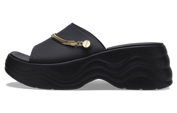 (Women) Crocs Skyline Shimmer Slides 'Black Gold' 208582-072