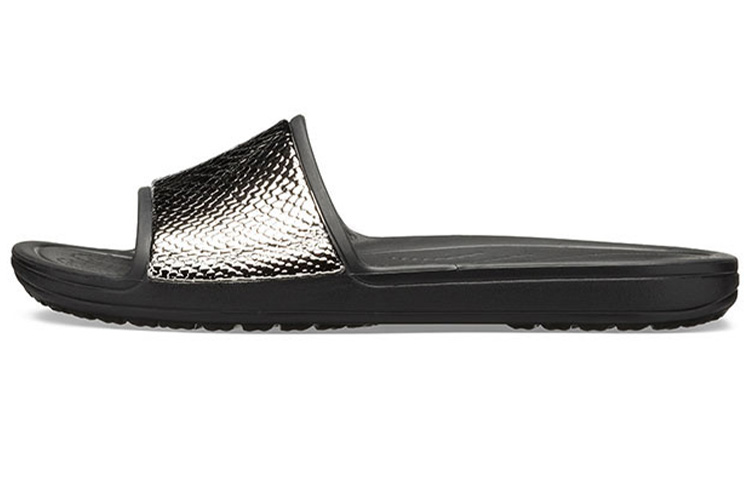 (Women) Crocs Sloane MetalText 'Black Comfort' 205737-0FG