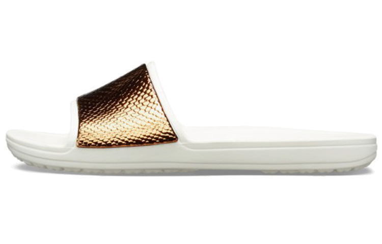 (Women) Crocs Sloane MetalText 'White Gold' 205737-81F