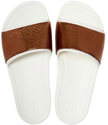 Crocs Sloane Metaltext 輕便舒適平底拖鞋 女款 白金 Purchase Crocs Sloane Metaltext 輕便舒適平底拖鞋 女款 白金