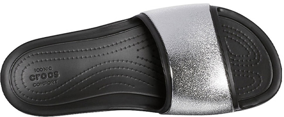 (W) Selipar Kasual Crocs Sloane Shine Low Slide Flat 'Black Silver' Hitam Perak 206921-001 Purchase (W) Selipar Kasual Crocs Sloane Shine Low Slide Flat 'Black Silver' Hitam Perak 206921-001
