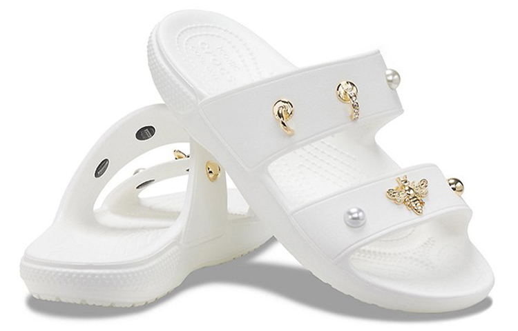 Shop (W) Crocs白色户外平跟运动拖鞋软底舒适款 207387-103