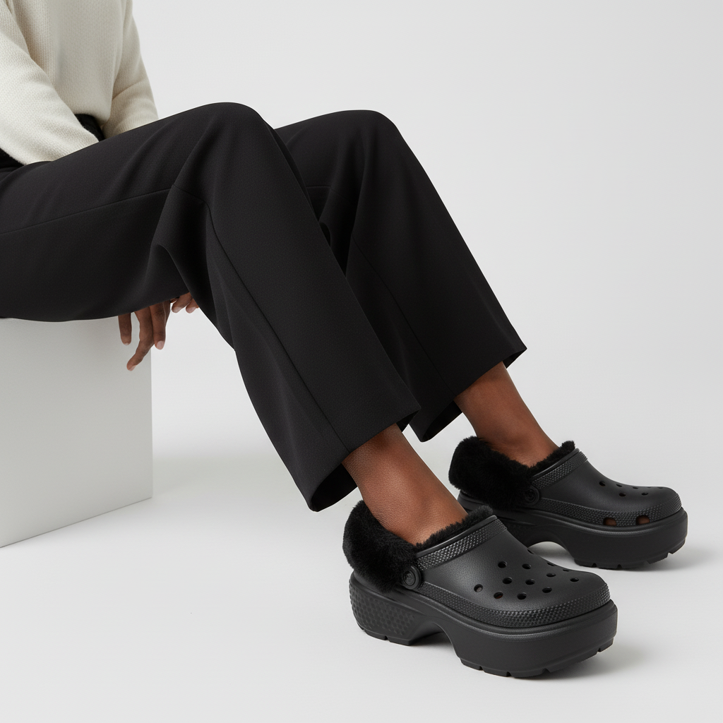 Order (W) Crocs 永无止境 A系列毛绒衬里拖鞋 '黑色' 208546-001