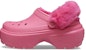 (W) Clog Berbulu Crocs Stomp 'Hyper Pink' 208546-6VZ