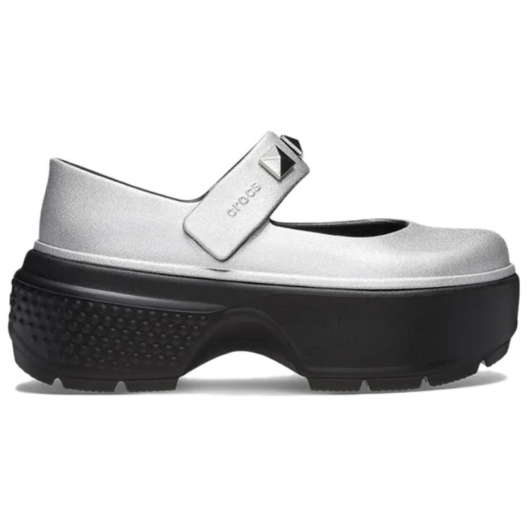 (Women) Crocs Stomp Metallic Mary Jane Silver 210437-040