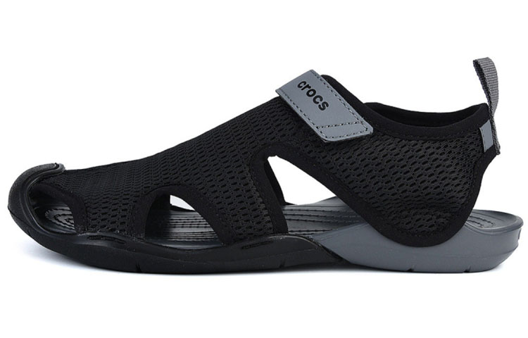 (Women) Crocs Swiftwater Sandal 'Black Grey Velcro' 205125-070