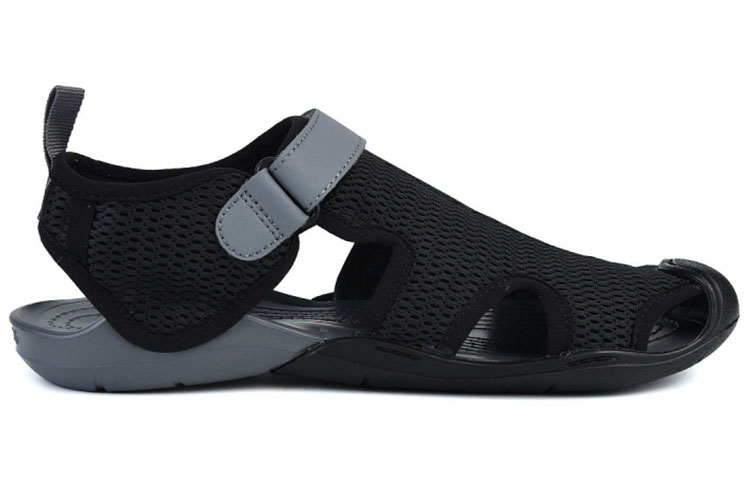 Order (Women) Crocs Swiftwater Sandal 'Black Grey Velcro' 205125-070