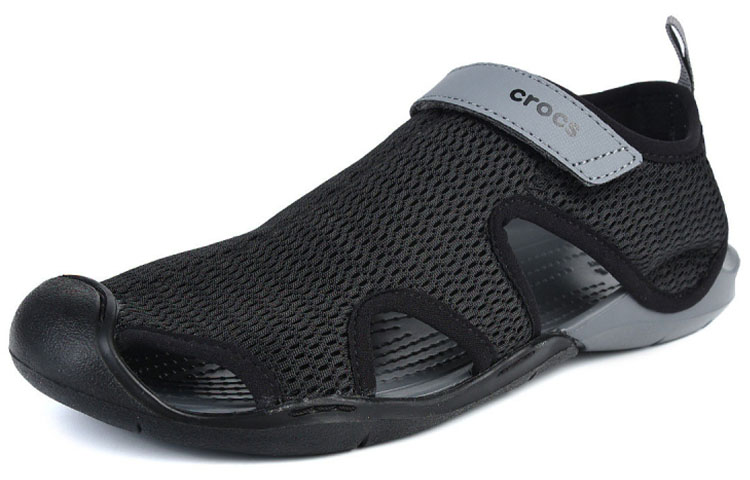 Lookbook (Women) Crocs Swiftwater Sandal 'Black Grey Velcro' 205125-070