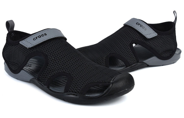Shop (Women) Crocs Swiftwater Sandal 'Black Grey Velcro' 205125-070