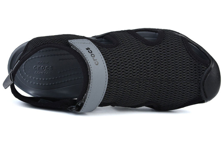 Purchase (Women) Crocs Swiftwater Sandal 'Black Grey Velcro' 205125-070