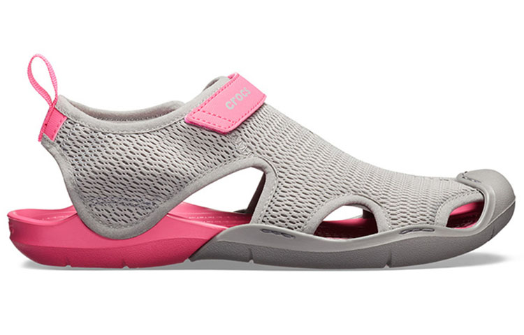 Order (Women) Crocs Swiftwater Sandal 'Grey Pink Velcro' 205125-0A0