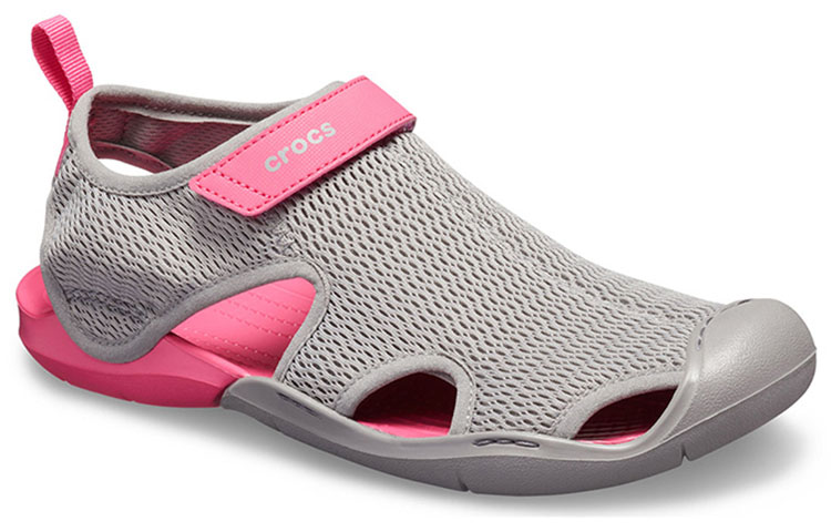 Lookbook (Women) Crocs Swiftwater Sandal 'Grey Pink Velcro' 205125-0A0