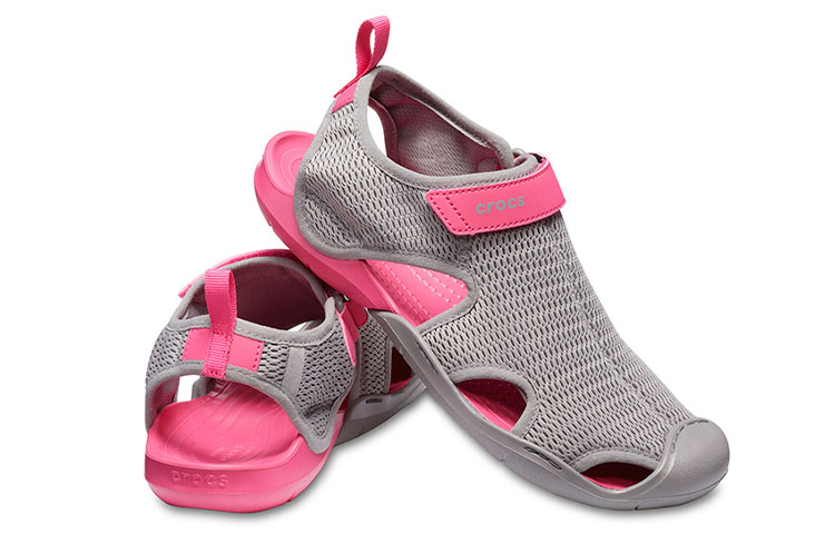 Shop (Women) Crocs Swiftwater Sandal 'Grey Pink Velcro' 205125-0A0