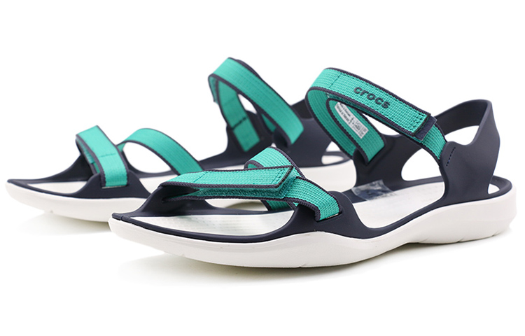 Lookbook Crocs Swifwater Webbing 激浪織帶 簡約休閒涼鞋 女款 深湖藍