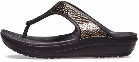 (Women) Crocs Thick Sole Black Copper Flip-Flops 205604-0FG (Women) Crocs Thick Sole Black Copper Flip-Flops 205604-0FG