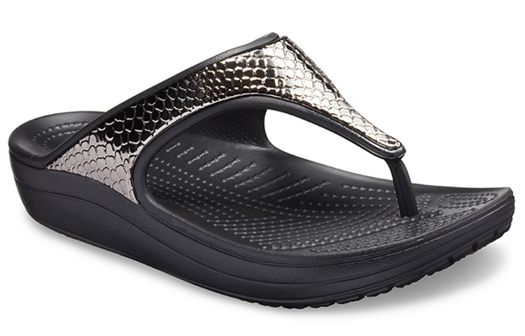Lookbook (Women) Crocs Thick Sole Black Copper Flip-Flops 205604-0FG