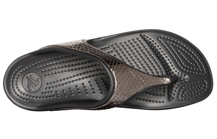 Purchase (Women) Crocs Thick Sole Black Copper Flip-Flops 205604-0FG