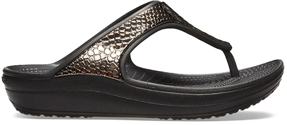 (Women) Crocs Thick Sole Black Copper Flip-Flops 205604-0FG Order (Women) Crocs Thick Sole Black Copper Flip-Flops 205604-0FG