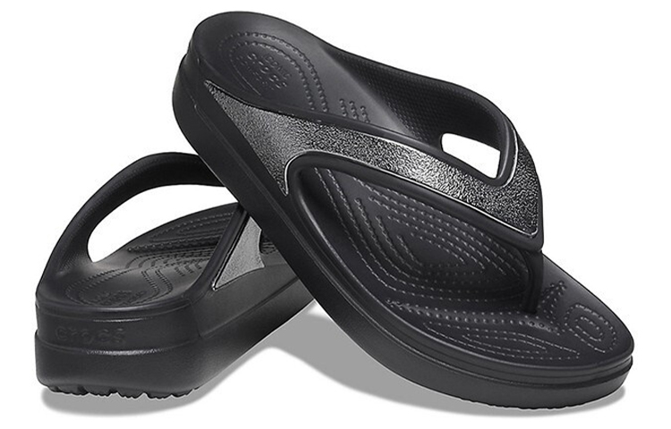 Shop (Women) Crocs Thick Sole Black Slippers 206919-001