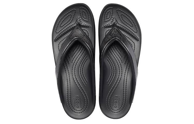 Purchase (Women) Crocs Thick Sole Black Slippers 206919-001