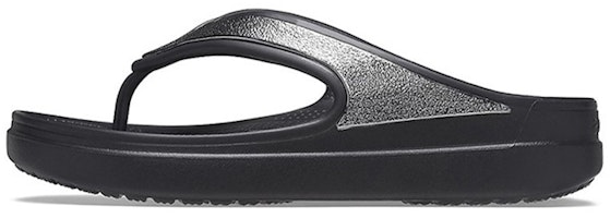 (Women) Crocs Thick Sole Black Slippers 206919-001 (Women) Crocs Thick Sole Black Slippers 206919-001