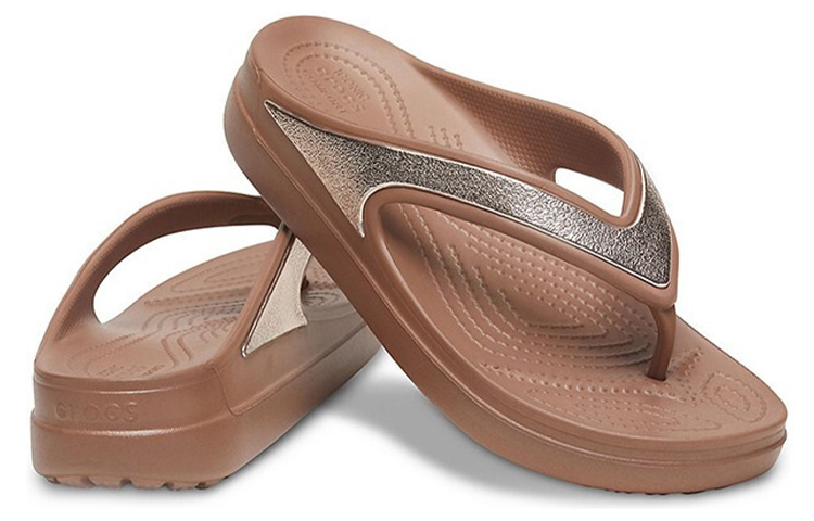Shop (Women) Crocs Thick Sole Copper Slippers 206919-854