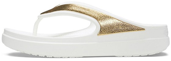 (Women) Crocs Thick Sole White Gold Slippers 'White Gold' 206919-100 (Women) Crocs Thick Sole White Gold Slippers 'White Gold' 206919-100