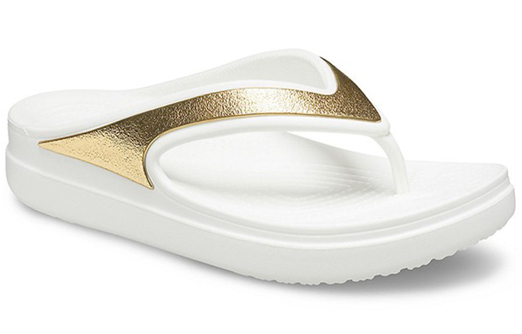 Lookbook (Women) Crocs Thick Sole White Gold Slippers 'White Gold' 206919-100