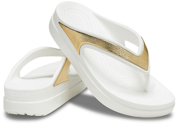 (Women) Crocs Thick Sole White Gold Slippers 'White Gold' 206919-100 Shop (Women) Crocs Thick Sole White Gold Slippers 'White Gold' 206919-100