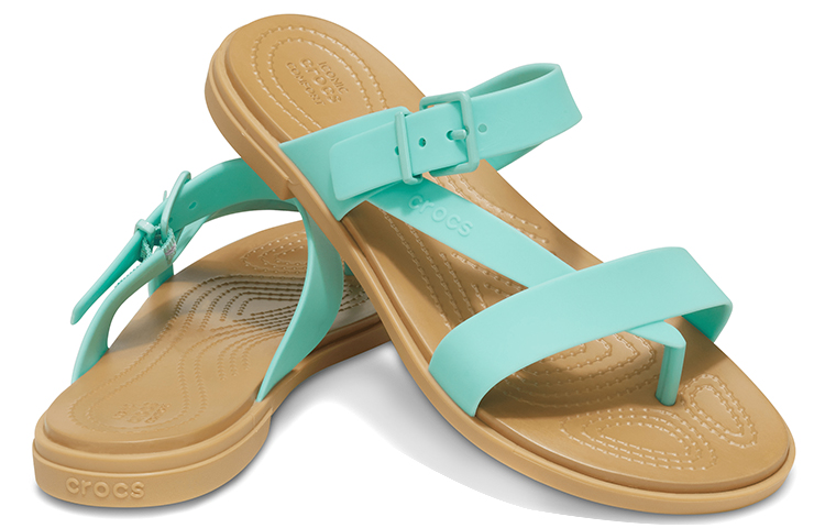 Shop (W) 크록스 툴룸 토 포스트 블루 브라운 (Crocs tulum toe post blue brown) 206108-3U3