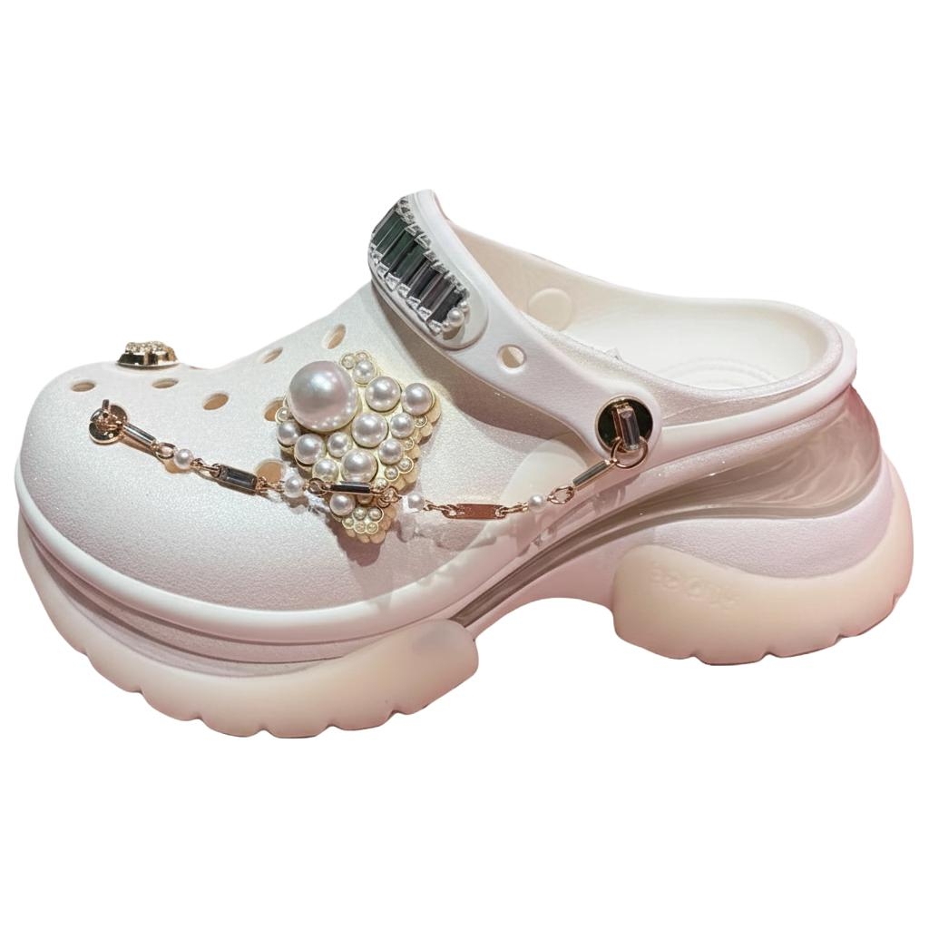 (Women) Crocs Women’s Clog Chalk Dolphin Meets Fashion Edition. 214115-0WV